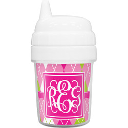 Pink & Green Argyle Baby Sippy Cup (Personalized)