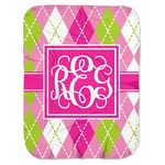 Pink & Green Argyle Baby Swaddling Blanket (Personalized)