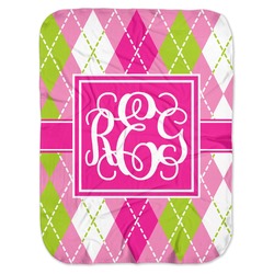 Pink & Green Argyle Baby Swaddling Blanket (Personalized)