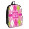 Pink & Green Argyle Backpack - angled view
