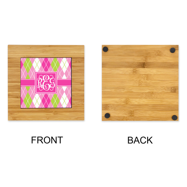Pink & Green Argyle Bamboo Trivet with 6" Tile - APPROVAL
