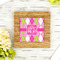 Pink & Green Argyle Bamboo Trivet with 6" Tile - LIFESTYLE