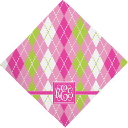 Pink & Green Argyle Dog Bandana Scarf w/ Monogram