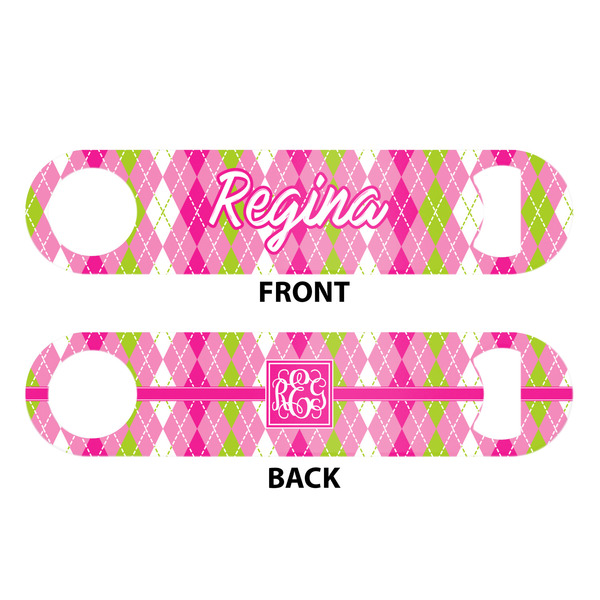 Pink & Green Argyle Bar Bottle Opener - White - Approval