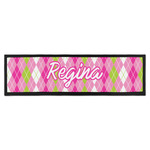 Pink & Green Argyle Bar Mat - Large (Personalized)