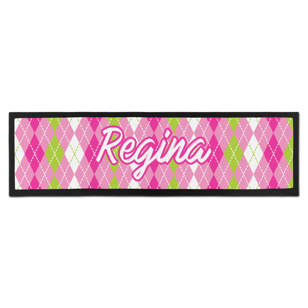 Custom Pink & Green Argyle Bar Mat - Large (Personalized)