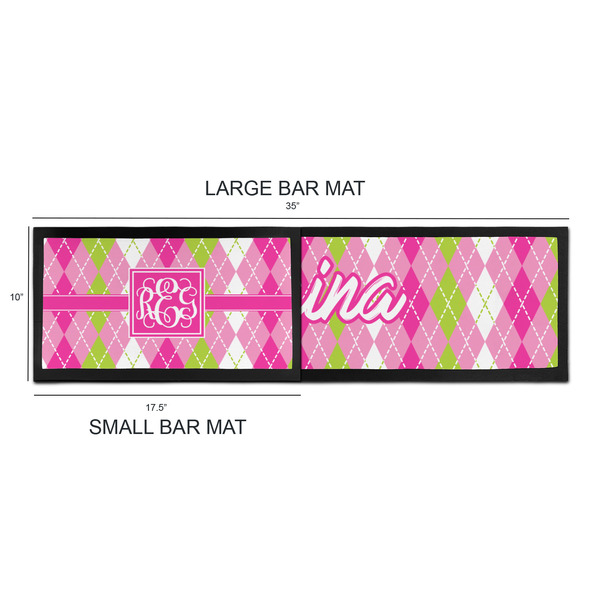 Pink & Green Argyle Bar Mats - Sizing Chart