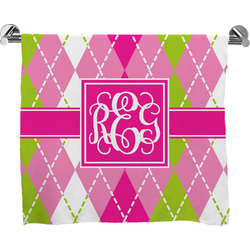 Pink & Green Argyle Bath Towel (Personalized)