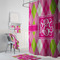 Pink & Green Argyle Bath Towel Sets - 3-piece - In Context