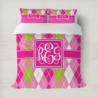 Pink & Green Argyle Duvet Cover (Personalized)