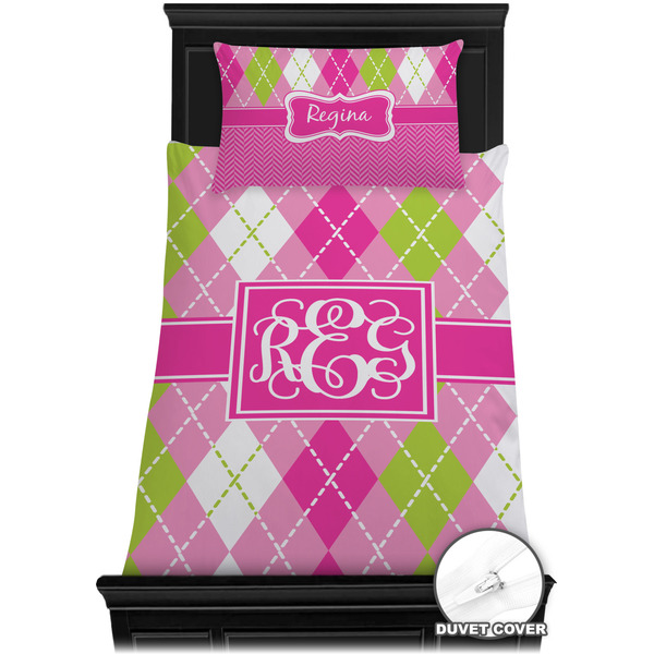 Pink & Green Argyle Bedding Set (TwinXL) - Duvet