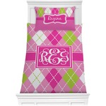 Pink & Green Argyle Comforter Set - Twin XL (Personalized)