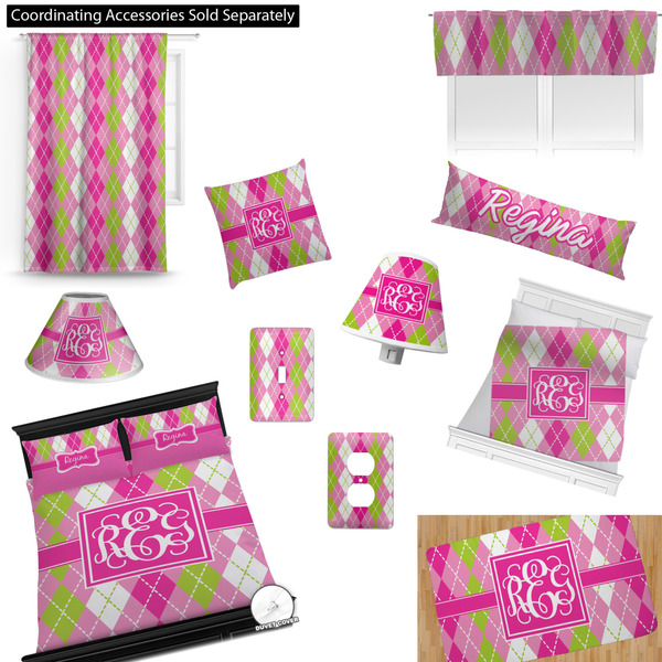 Pink & Green Argyle Bedroom Decor & Accessories2