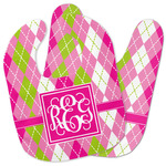 Pink & Green Argyle Baby Bib w/ Monogram