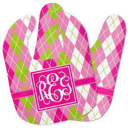 Pink & Green Argyle Baby Bib w/ Monogram