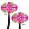 Pink & Green Argyle Black Plastic 7" Stir Stick - Double Sided - Oval - Front & Back