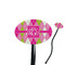 Pink & Green Argyle Black Plastic 7" Stir Stick - Oval - Closeup