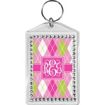 Pink & Green Argyle Bling Keychain (Personalized)