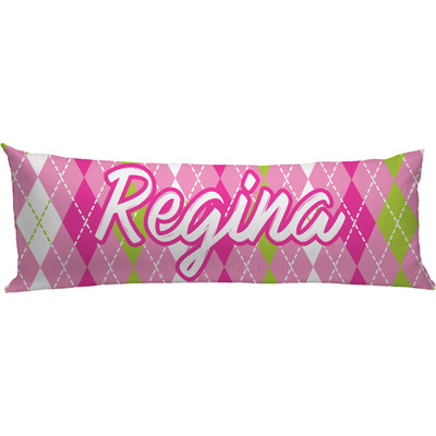 Pink & Green Argyle Body Pillow Case (Personalized)