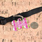 Pink & Green Argyle Bone Shaped Dog ID Tag - Large - In Context
