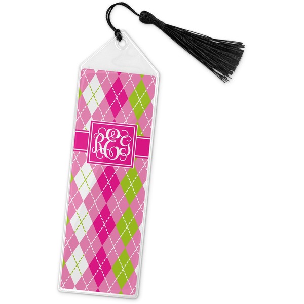 Custom Pink & Green Argyle Book Mark w/Tassel (Personalized)