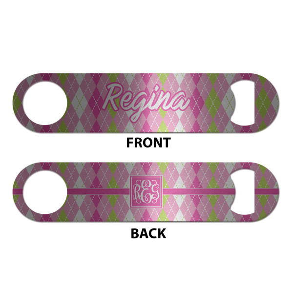 Pink & Green Argyle Bottle Opener - Front & Back