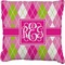Pink & Green Argyle Faux-Linen Throw Pillow 16" (Personalized)