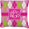 Pink & Green Argyle Burlap Pillow 18"