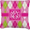 Pink & Green Argyle Faux-Linen Throw Pillow 18" (Personalized)