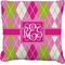 Pink & Green Argyle Burlap Pillow 22"