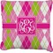 Pink & Green Argyle Faux-Linen Throw Pillow 20" (Personalized)