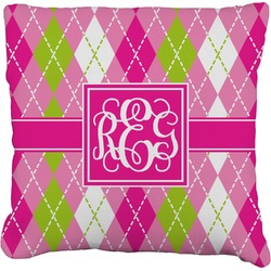 Pink & Green Argyle Faux-Linen Throw Pillow 26" (Personalized)