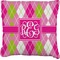 Pink & Green Argyle Burlap Pillow 24"