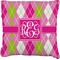 Pink & Green Argyle Faux-Linen Throw Pillow 26" (Personalized)