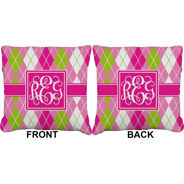 Pink & Green Argyle Burlap Pillow Approval