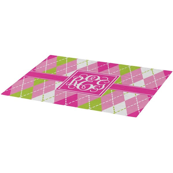 Pink & Green Argyle Burlap Placemat (Angle View)
