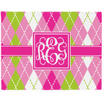 Pink & Green Argyle Woven Fabric Placemat - Twill w/ Monogram