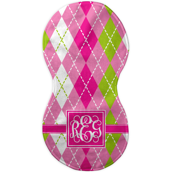 Pink & Green Argyle Burp Peanut Shaped Flat