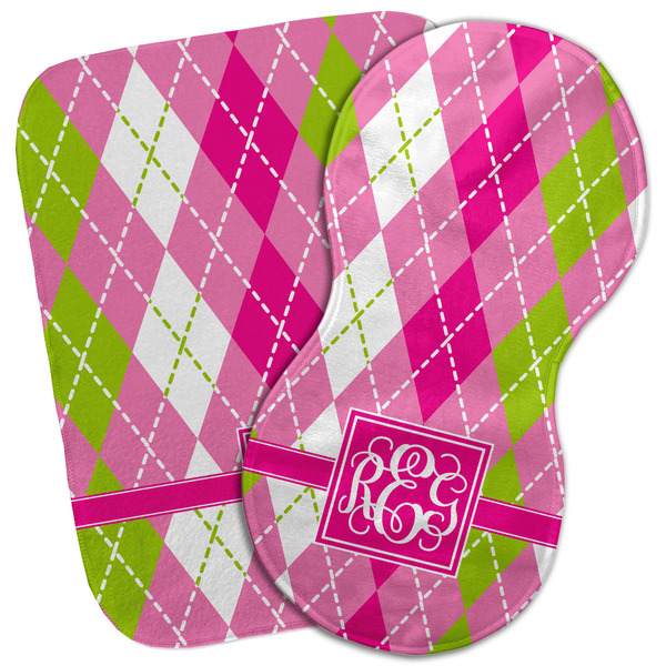 Custom Pink & Green Argyle Burp Cloth (Personalized)