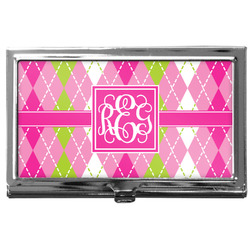 Pink & Green Argyle Business Card Case