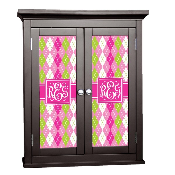 Custom Pink & Green Argyle Cabinet Decal - Medium (Personalized)