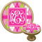Pink & Green Argyle Cabinet Knob - Gold (Personalized)