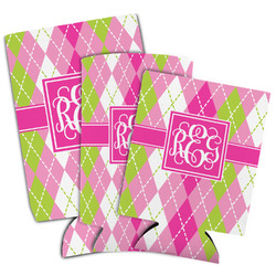 Pink & Green Argyle Can Cooler (Personalized)