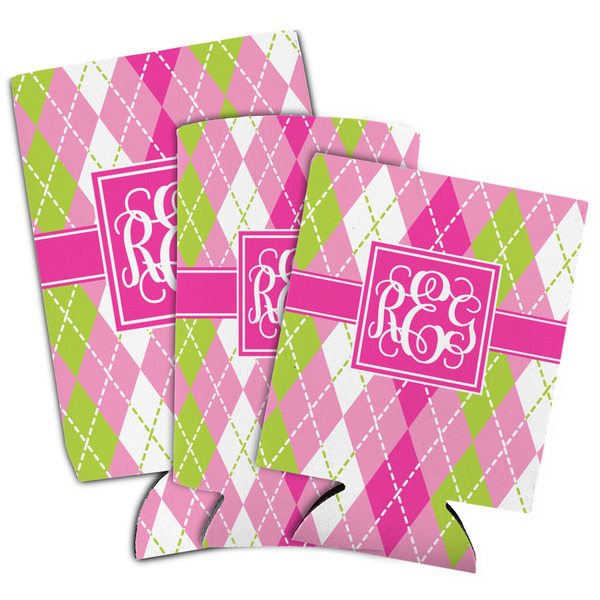 Pink & Green Argyle Can Coolers - PARENT/MAIN