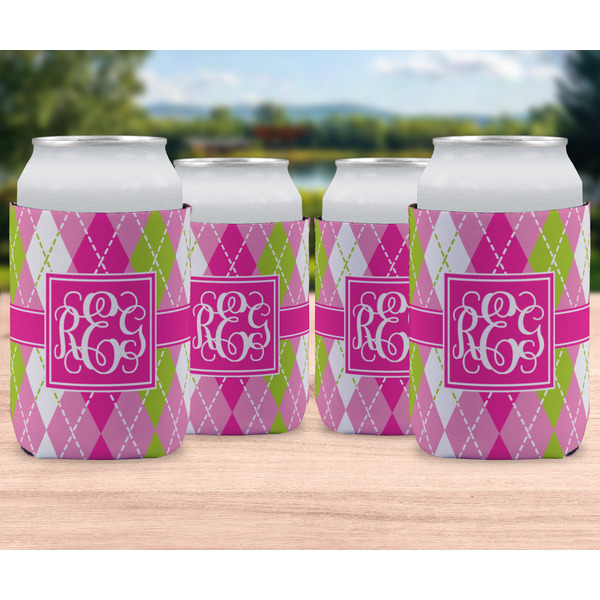 Pink & Green Argyle Can Sleeve - LIFESTYLE