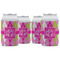 Pink & Green Argyle Can Cooler (12 oz) - Set of 4 w/ Monogram