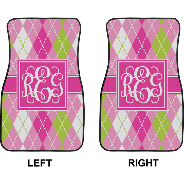 Pink & Green Argyle Car Mat Front - Approval