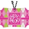 Pink & Green Argyle Rear View Mirror Ornament (Personalized)