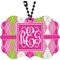 Pink & Green Argyle Rear View Mirror Decor (Personalized)