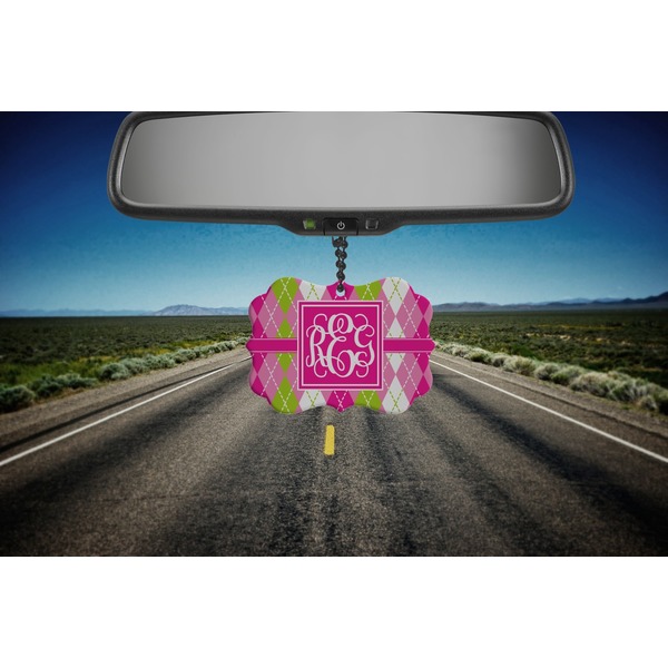 Pink & Green Argyle Car Ornament (Road)